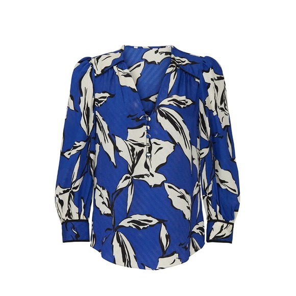 Veronica Beard Tops - Veronica Beard Blue and Cream Floral Print Blouse